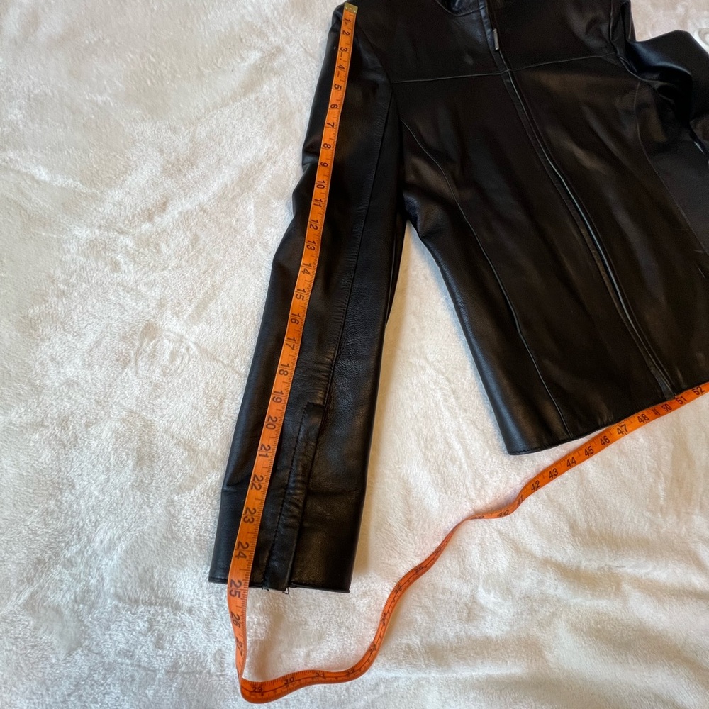 Olly London Sleek Black Leather Jacket (needs small repair) - Picture 15 of 15
